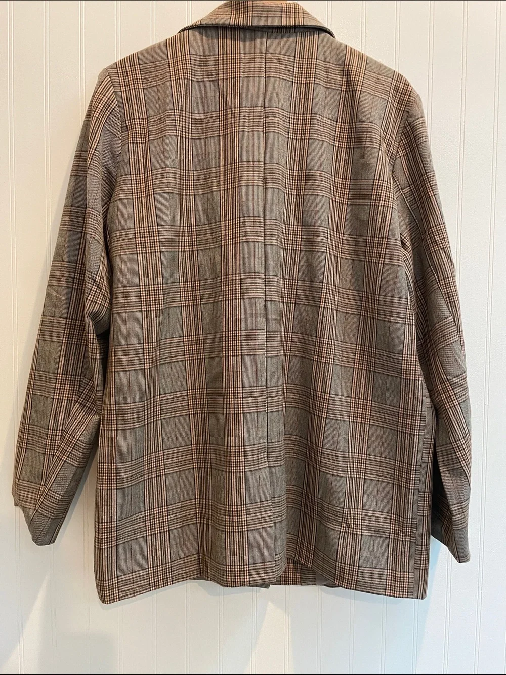 POL Oversized Single Breasted Button Plaid Boyfriend Blazer Relaxed Size M